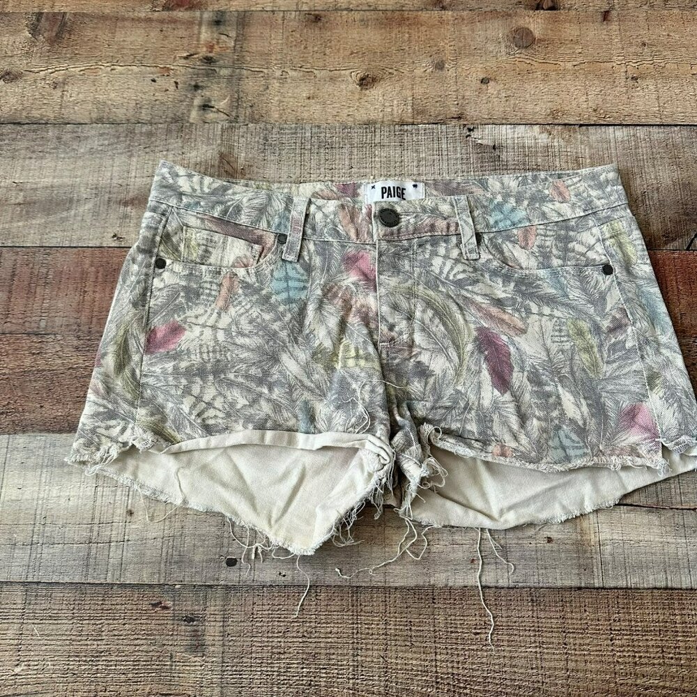 Paige Women's Size 29 Distressed Floral Denim Shorts